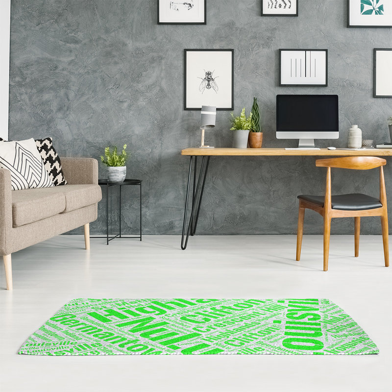 Tapis de à tissage plat de la surface verte rand cites city barhood districts, Rectangle 4 pi x 6 pi