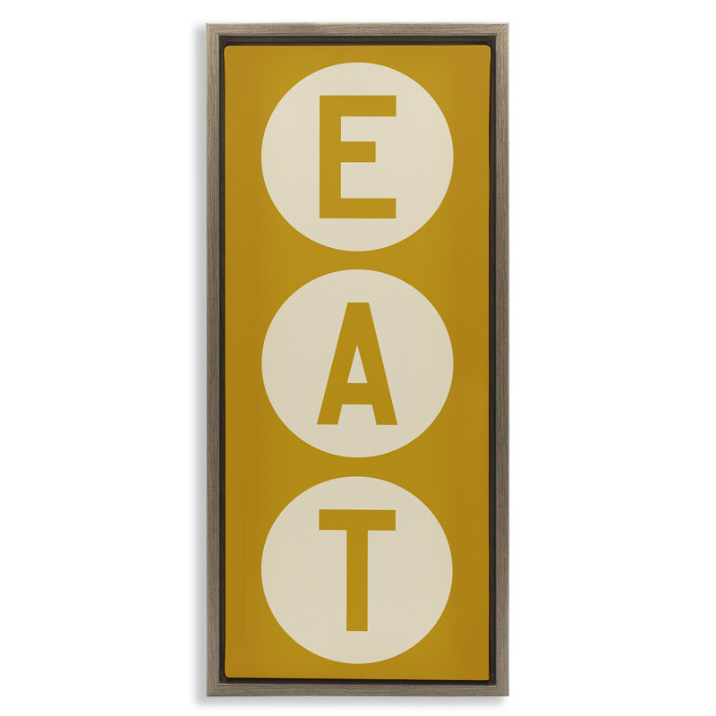 Enseigne rétro «Eat», H 25 po x l 11 po, Cadre flottant orme Montalcino