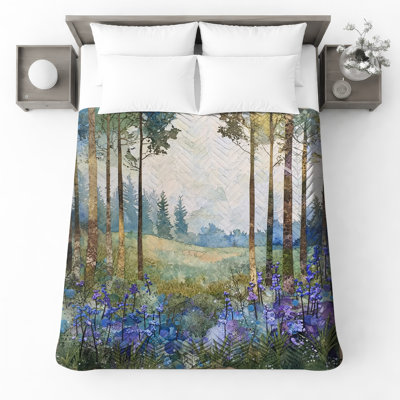 Forest Landscape With Wildflowers Bedding Landscape Bedspread Nature