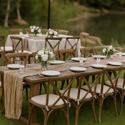 10FT Brown Cheesecloth Table Runner 120 Inch Rustic Boho Gauze Cheese Cloth Table Runner for Wedding Baby Shower Bridal Shower Birthday Party Home Decorations