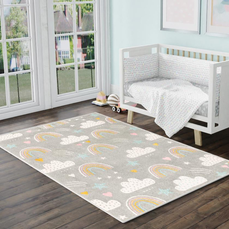 Tapis pour enfant Whimsy, Rectangle 5 pi 3 po x 8 pi, Gris