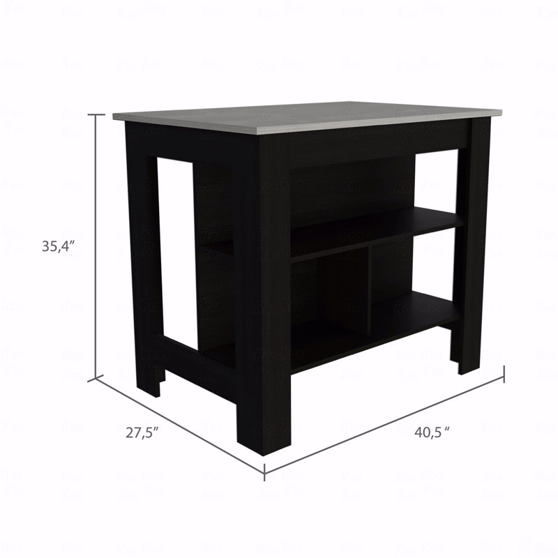 Kitchen Island, Four Legs, Three Shelves