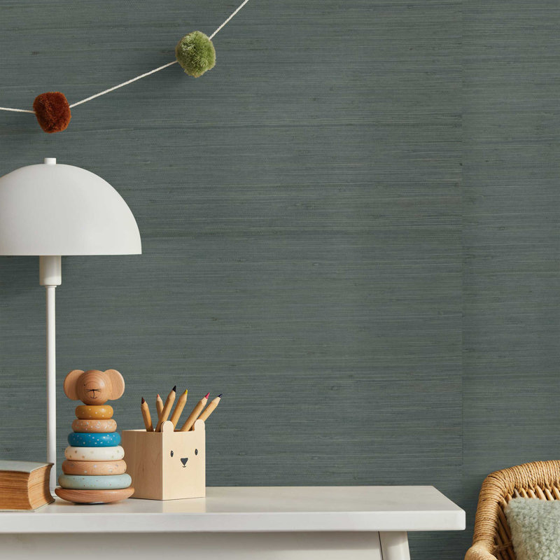 Papier peint tissé en jute Tight Weave, Bleu