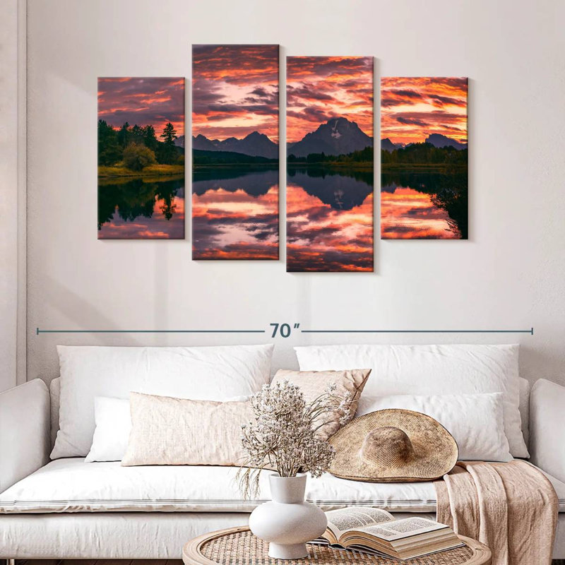 Alvord Grand Teton, coucher de soleil brillant, H 32 po x l 52 po