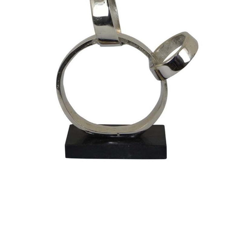 Sculpture Lo Abstract, chaîne solide, métal, Argent argent