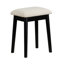 Commode de meuble-lavabo de luxe à finition noire avec miroir éclairé à DEL et tiroirs de rangement, avec tabouret rembourré-116127568