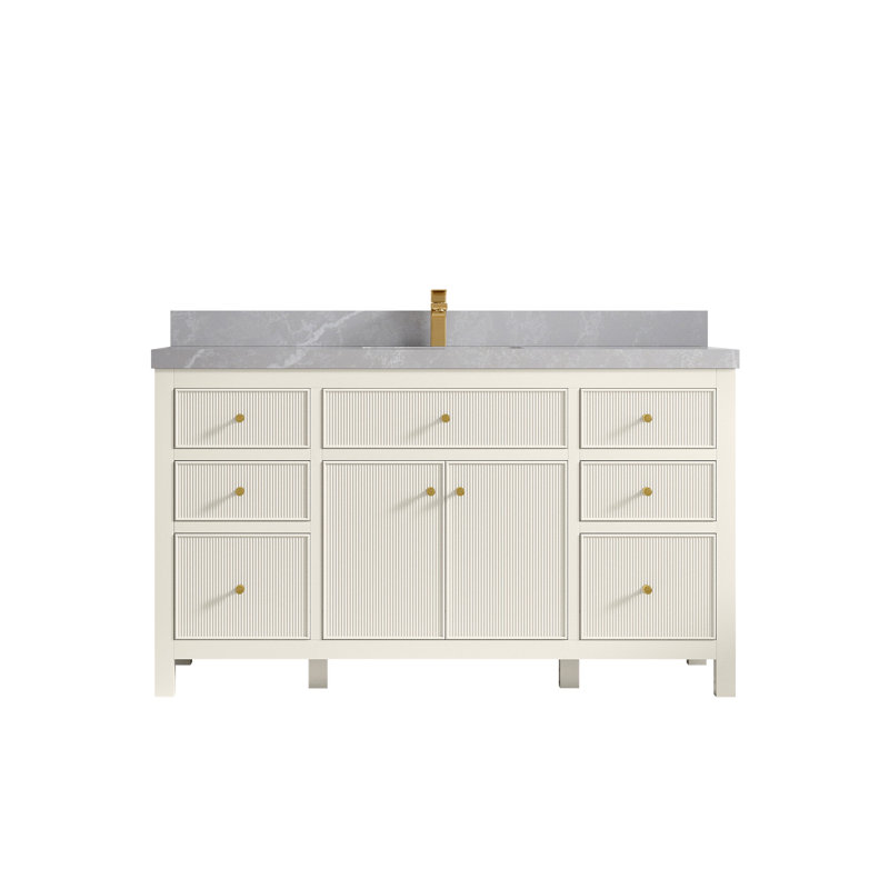 Sonoma 60" Alabaster Bathroom Vanity with Pearl Gray Top
