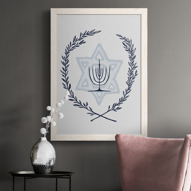 Gitika Happy Hanukkah I, reproduction d'art sur toile, H 43,5 po x l 31,5 po x P 1 po, Blanc