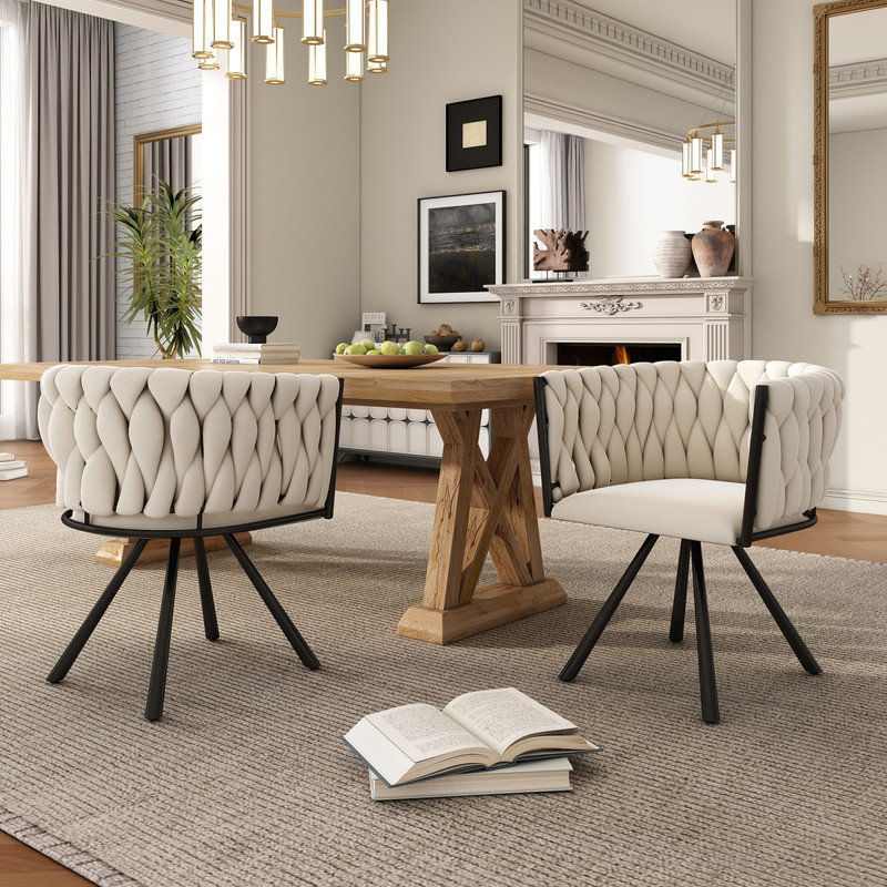 Velvet Upholstered Dining Chair, 1, Beige
