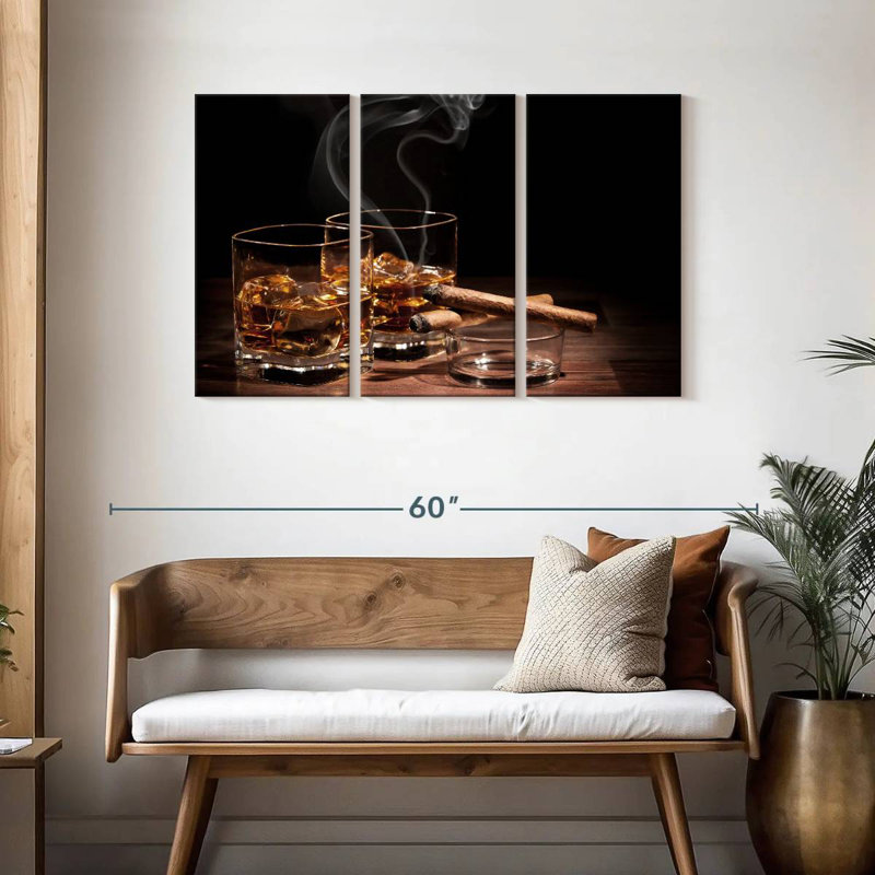 Yarlin Cigars With Whiskey, 28" H x 45" W