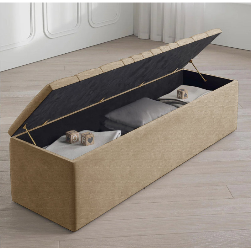 Large Striped Wide Rectangle Solid Color Standard Ottoman Storage Box, Naples Upholstered Deep Storage End of Bed Bench