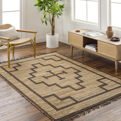 Edelia Southwestern Handmade Flatweave Jute Area Rug in Light Brown/Brown
