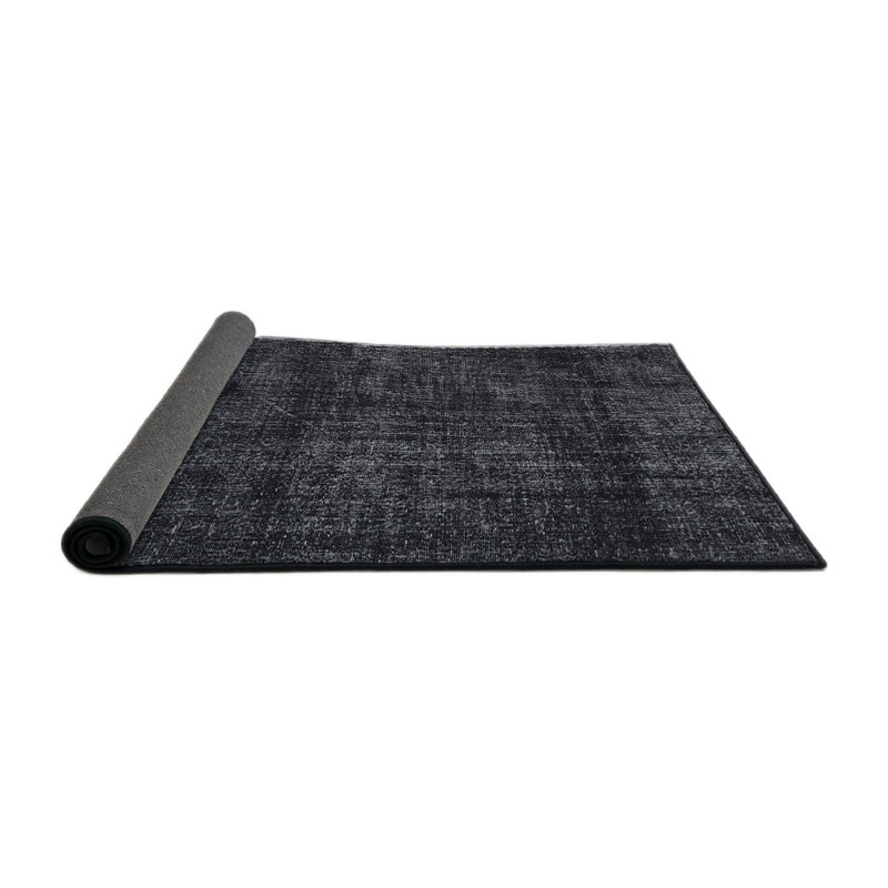 Tapis en laine gris foncé / noir, Rond 6 pi