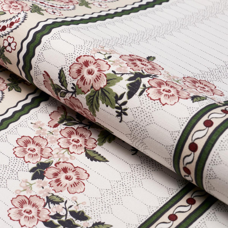 Schumacher X Rita Konig Serena Garland Fabric, Rose