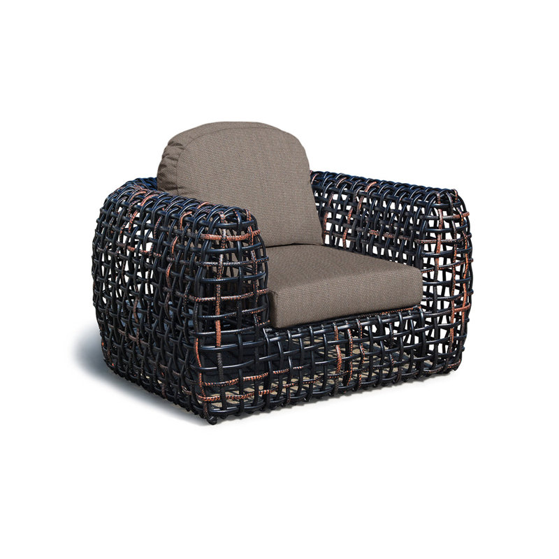 Dynasty Outdoor Lounge Chair, Black Mushroom, Canvas Taupe Sunbrella® Canvas
