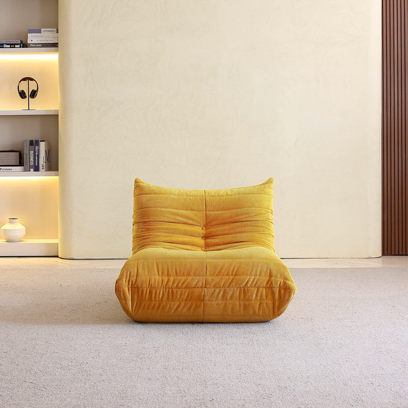 Fauteuil à billes 34,2 po Abbie, Velours côtelé jaune