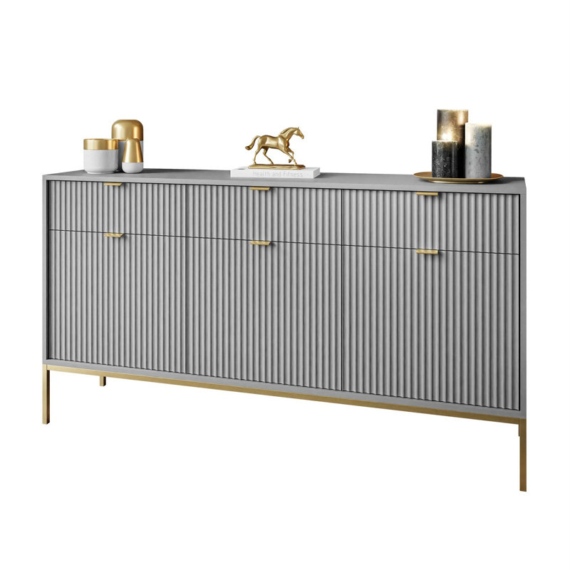 Aliyani 154cm W 3 - Drawer Chest of Drawers, Grey/Brown/Blue