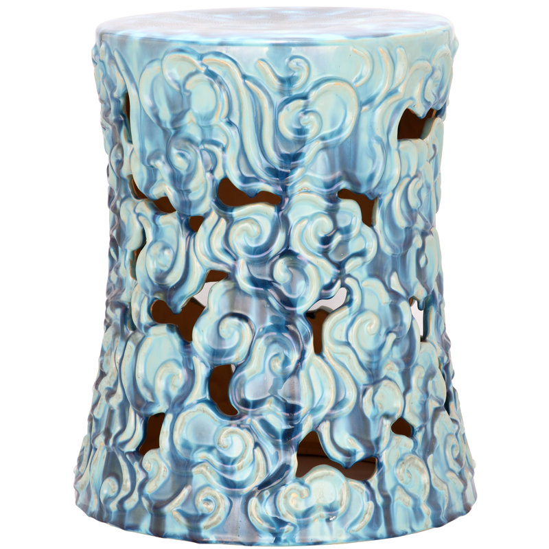Tabouret de jardin en céramique Beckham, bleu