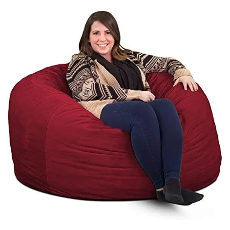 Bean Bag Chair, Oversized Indoor Comfy Lounger, Suede, Burgundy Suede, 34" H x 68" W x 68" D
