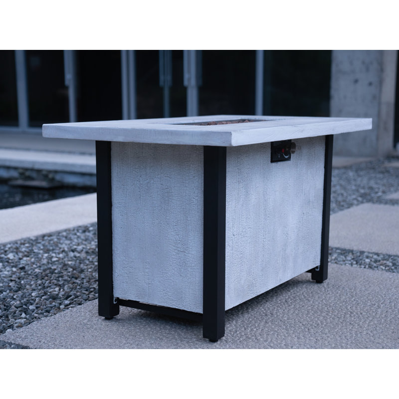 Outdoor Patio Propane Gas Fire Pit Table With The Effect Of Charcoal Grain, Black White