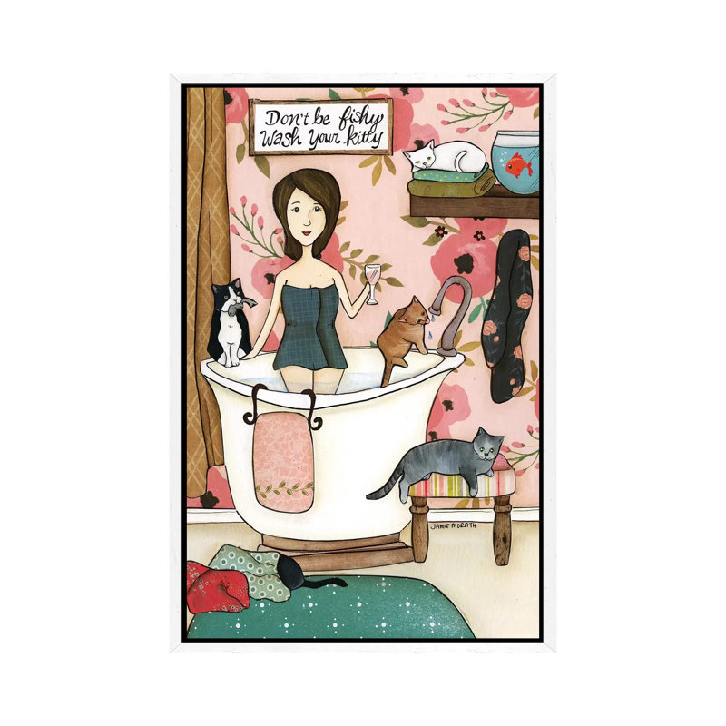 Don't Be Fishy by Jamie Morath - Print on Canvas, 101.6cm H x 66.04cm W x 3.81cm D, White Floater Framed