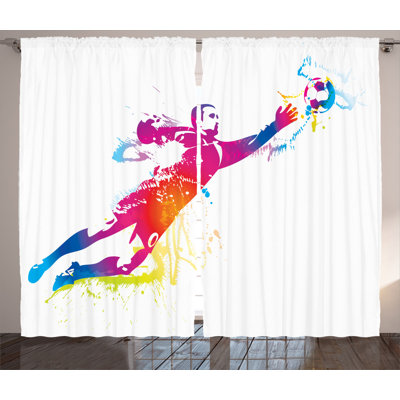 Soccer Semi-Sheer Rod Pocket Curtain Panels