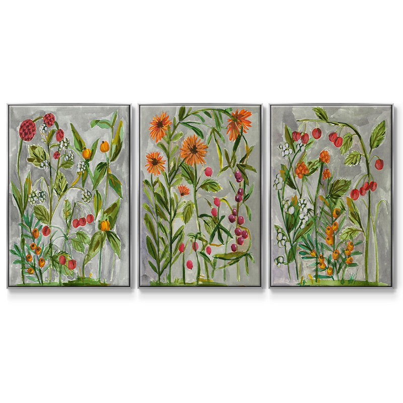 Dear Nature I - Ensemble de 3 cadres flottants sur toile, Cadre flottant argent, H 40 po x l 78 po