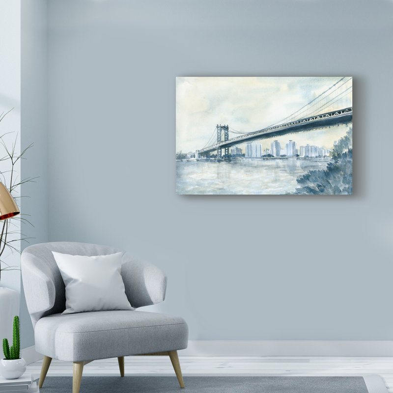 « city bridge ii », reproduction de peinture à l’acrylique sur toile tendue, H 19 po x l 19 po x P 2 po