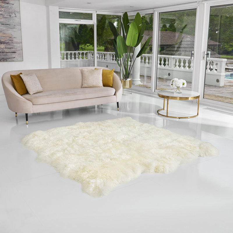 Solid Colour Sheepskin Area Rug, Novelty 150cm x 190cm