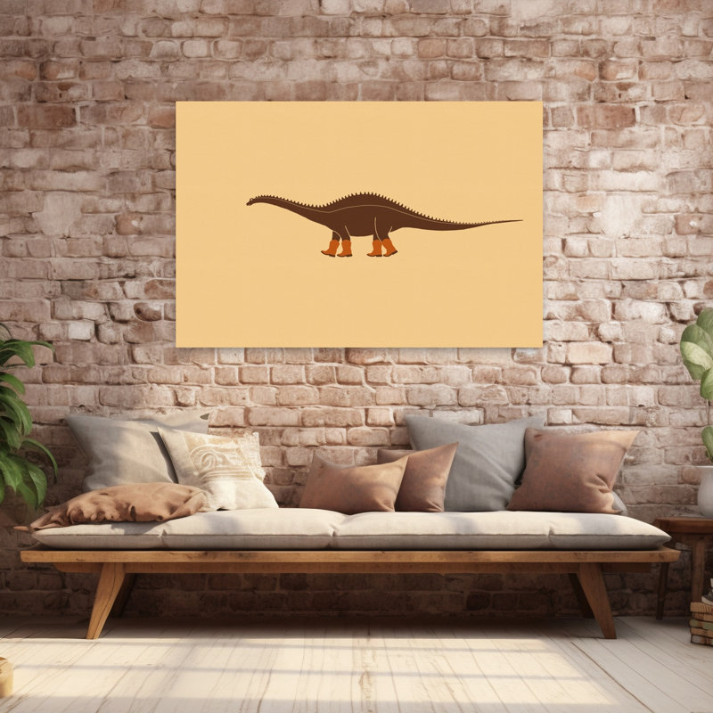 Rebbachisaurus Reba the Cowgirl Dinosaur Texture Contemporary Wall Art Print 1 Piece Wrapped Canvas Wall Art