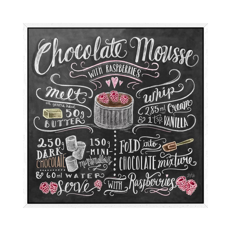 Chocolate Mousse Recipe - Print on Canvas, 66.04cm H x 66.04cm W x 3.81cm D, White Floater Framed
