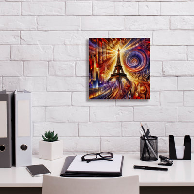  «Eiffel Tower, Paris Abstract» par Rey Klimt, art mural sur toile, 12 po x 12 po