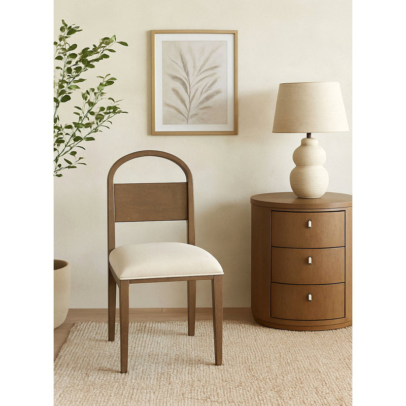 Chaise en bois à dossier arqué (ensemble de 2), Brun, Brun