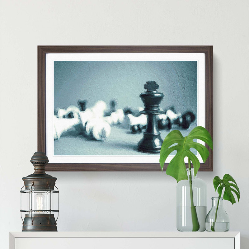 A Chess Battle - Framed Print, 33cm H x 45cm W x 2cm D, Walnut Framed