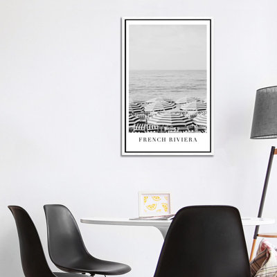 French Riviera Black And White Travel - Print on Canvas