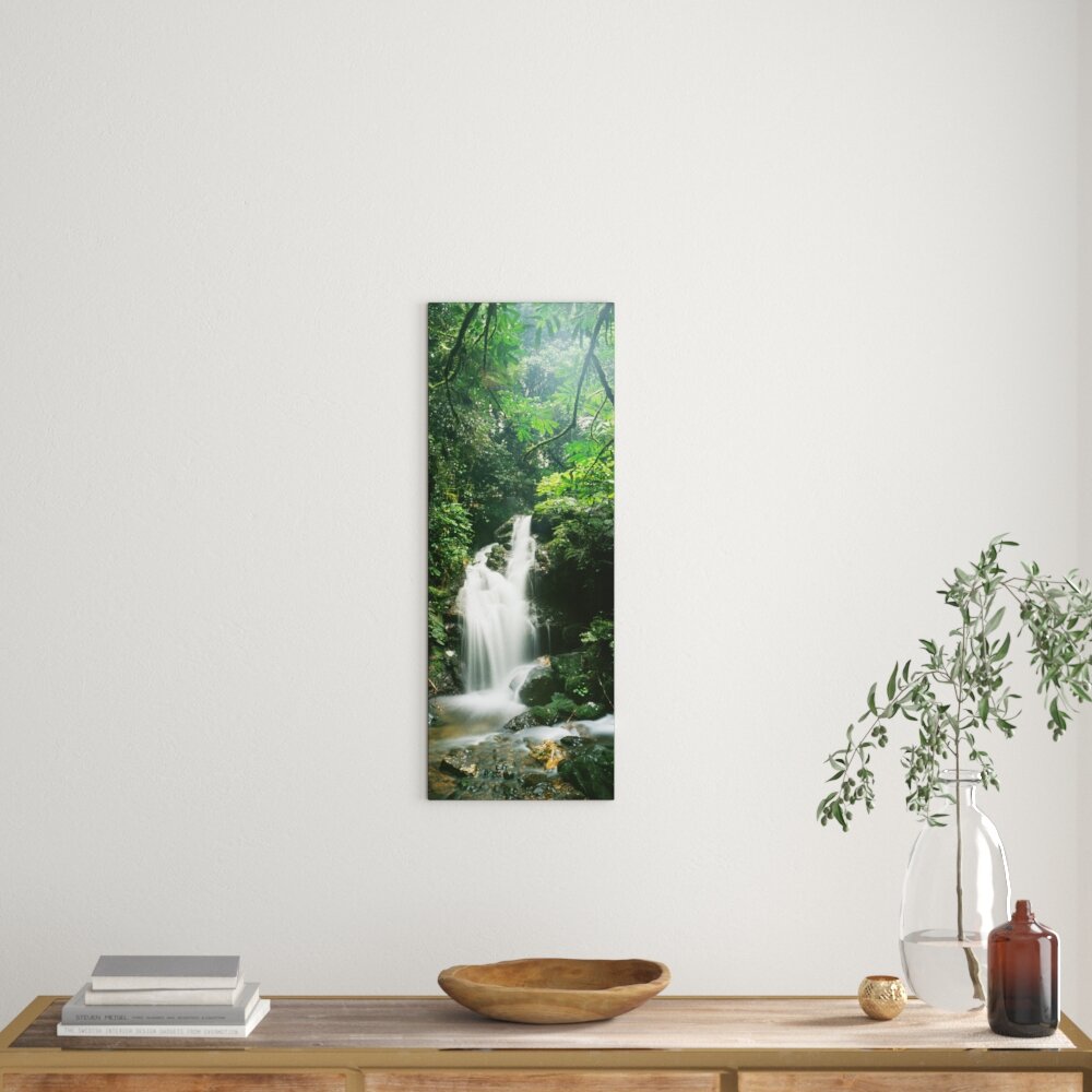 Glasbild Waterfall & Plants