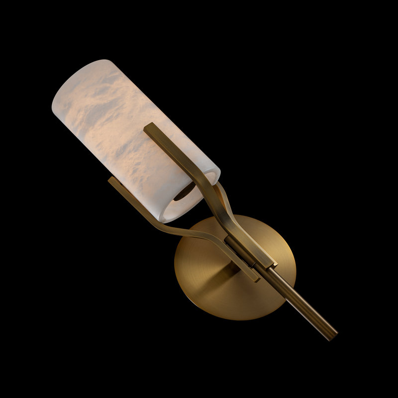 Firenze Dimmable LED Wall Sconce With Alabaster Shade, Aged Brass, Aged Brass
