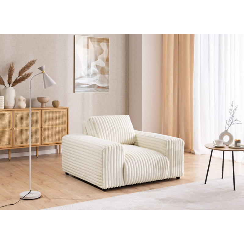 Mollis Upholstered Armchair, Light Beige Corduroy