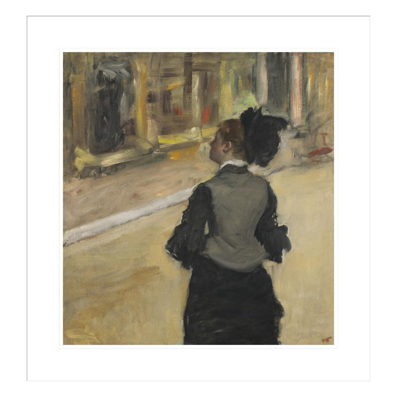Femme vue de dos (visite d'un musée) par Edgar Degas, impression giclée encadrée, H 24,84 po x l 23,5 po