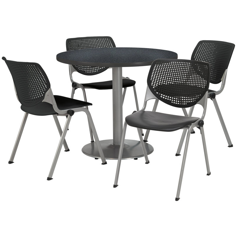 Table ronde pour salle de pause, Noir, noir, noir, noir, Graphite nebula, L 36 po x P 36 po