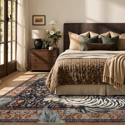 Tapis lavable vert foncé Goldene Vintage