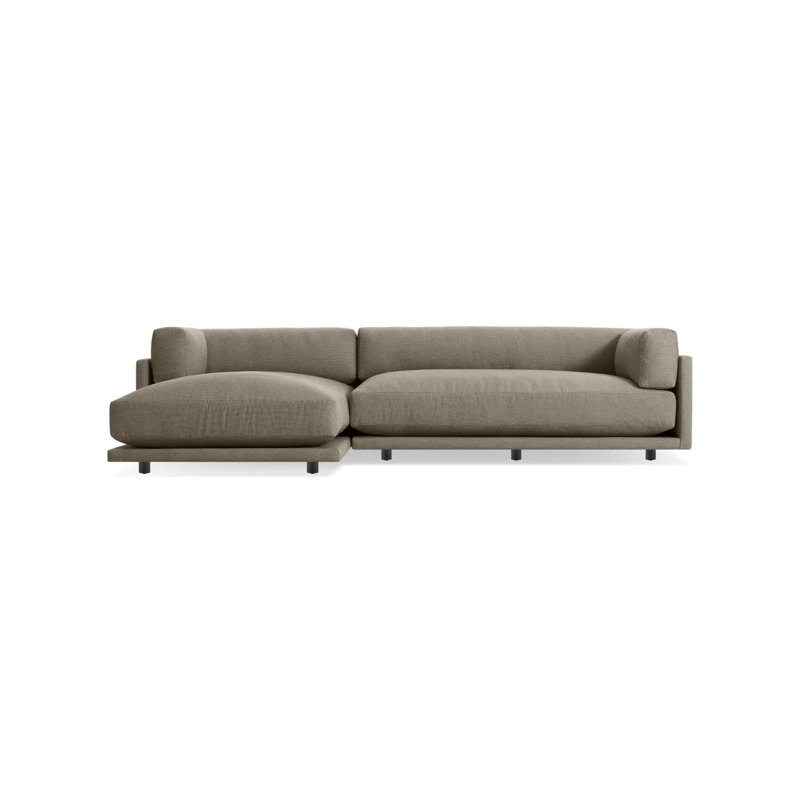 Sunday Chaise Sectional, Sanford Black Crossweave, Left Hand Facing