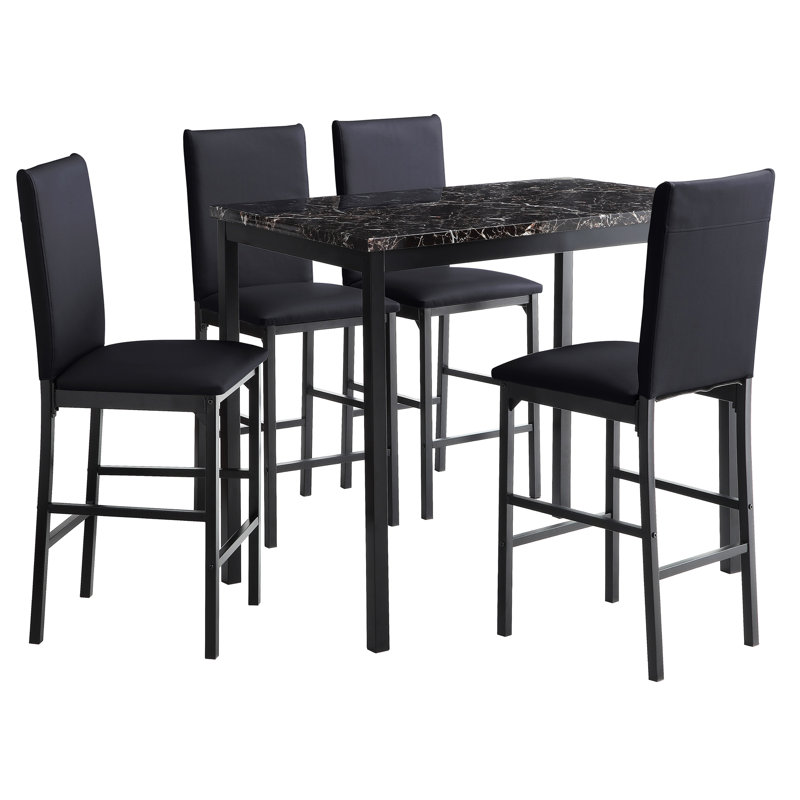 Persei 4 - Person Marble Top Four Leg Dining Set