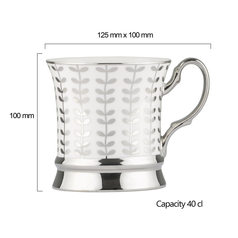 Bernella Porcelain Coffee Mug, Platinum
