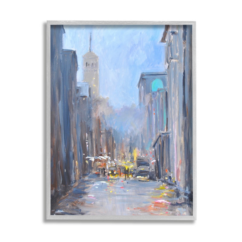 Réflexions abstraites de la ville pluvieuse, H 30 po x l 24 po x P 1,5 po, Cadre gris
