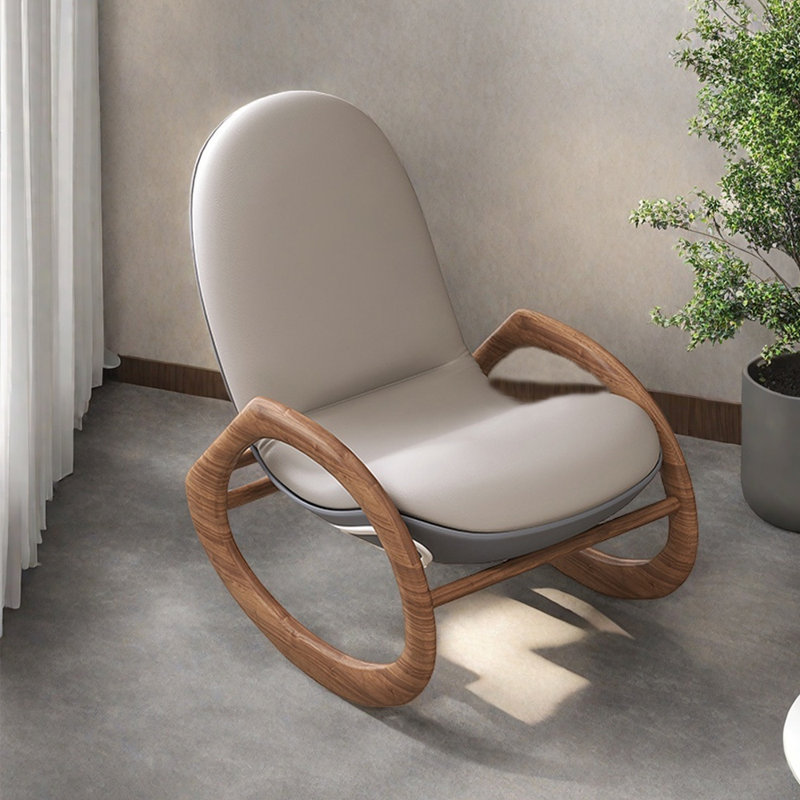 Chaise berçante en bois Modern Modern Casual, Gris clair