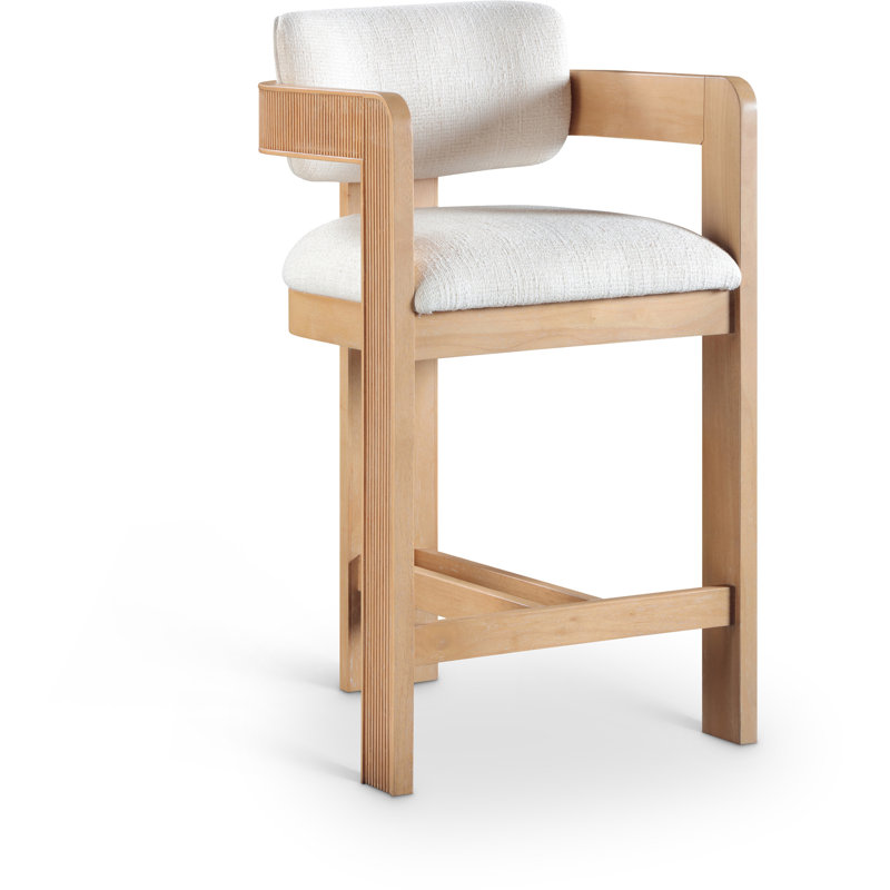 Tabouret rembourré Sacha Howley, Naturel, Texture de lin, Cream