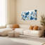 Ensemble de 1 tableau sur toile tendue, aquarelle florale bleue et feuille d'or-1374885406