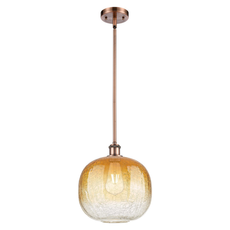 Mini-luminaire suspendu à tige 1 lumière 11 po Ballston - Ameliya, Ambre, Cuivre antique