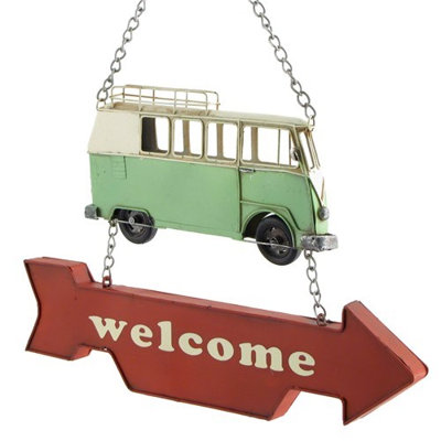 Assortiment de signes de bienvenue en fer pour automobile rétro (ensemble de 6)